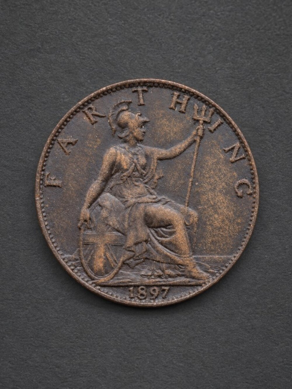 1897 Great Britain Farthing Queen Victoria Veiled Head Bronze Coin KM#788